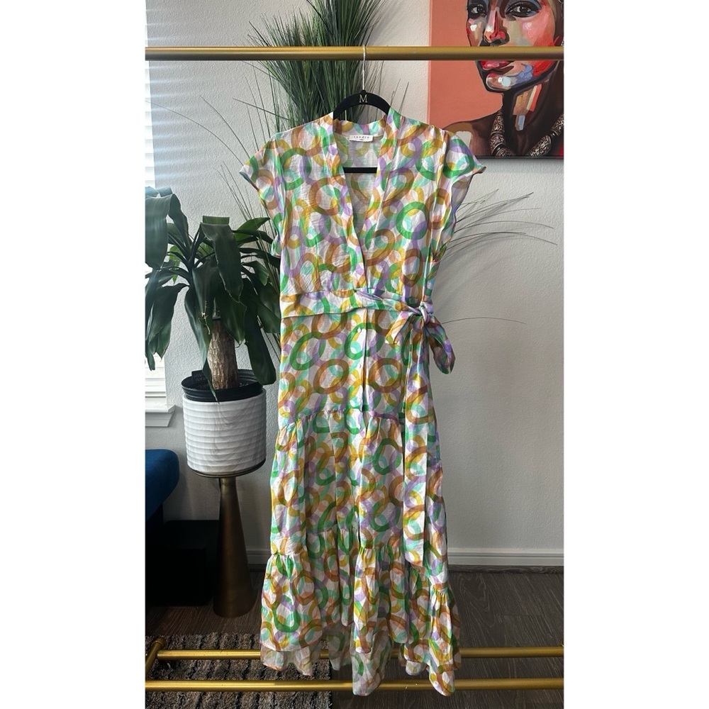 Sandro Printed Linen and Silk-blend Midi Dress - Size 38FR/6 US - Picture 3 of 14